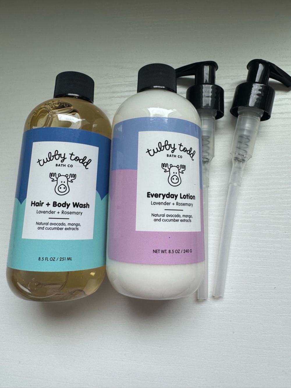 Lavender + Rosemary Hair & Body Wash and Everyday Lotion Set - Blue & Purple